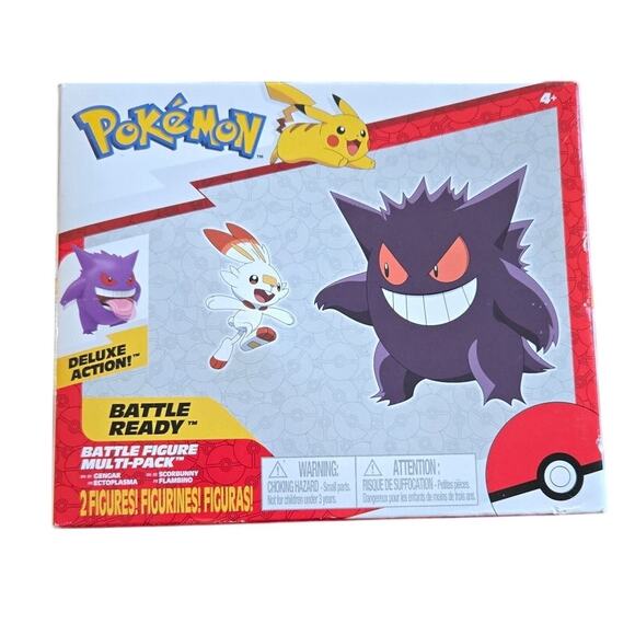 Jazwares Pokémon Gengar Scorbunny Battle Figure 2-Pack Deluxe Action Toy - New - Picture 1 of 3
